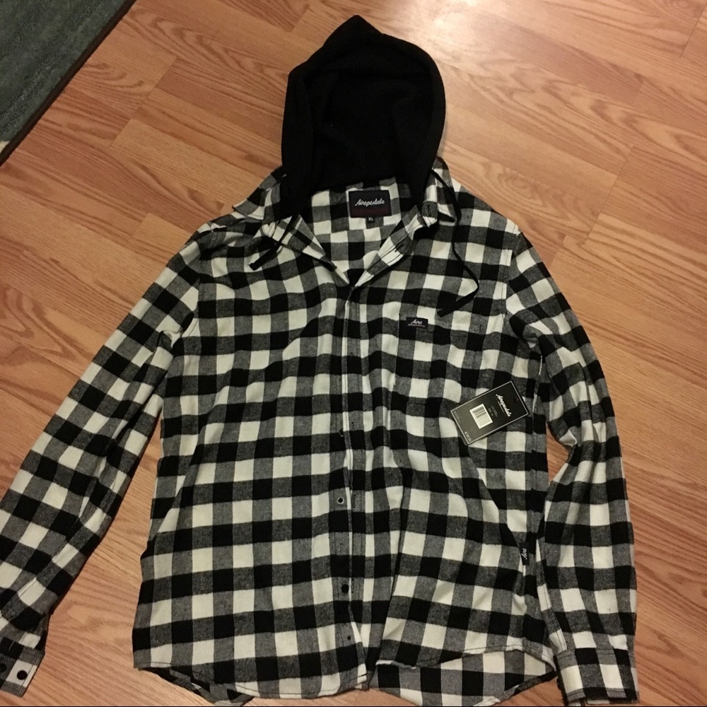 Aéropostale Black and White Flannel Shirt